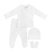 4 Piece Layette Set (top, footie, cap & mittens)