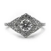 Diagonal Halo Diamond Engagement Ring