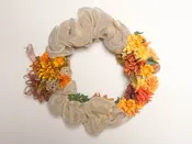 Grapevine Autumn Wreath with Gold Mesh &amp;amp; Flowers