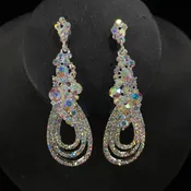 AB Iridescent Loop Dangle Silver Earrings