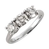 14K White Gold 3 Stone Diamond Ring