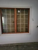 H1 - Andersen Double Casement Window, Wood Interior, 56 x 58, Grilles, Used Good