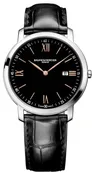 Baume & Mercier Classima Stainless Steel Black Dial Black Leather Strap Date Quartz Mens Watch MOA10127