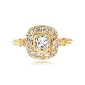 0.63ct Antique Cushion Cut Diamond 18k YG Malta Ring