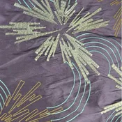 Abstract Lined Flowers with Lined Half-circles Silk Shantung Embroidery