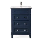 24 Inch Modern Freestanding Navy Blue Felix Bathroom Vanity, Single Sink, Integrated Sink Top, Fully Assembled