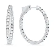 14K White Gold Diamonds Hoops