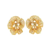 All Gold Plumeria Handmade Post Earrings