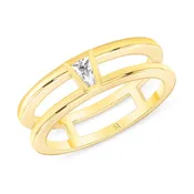 0.12ct Tapered Baguette Shaped  Diamond  18k Solid Gold Double Band Engagement Ring