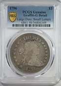 1796 Draped Bust Dollar $1 PCGS Genuine G Detail - Large Date, Small Letters