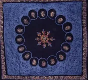 Batik Tapestry Cotton Bedspread 108" x 108" Queen-King Blue