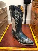 Corral Girl's Blue Glitter/White Embroidery Boots    T0028