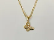14k Gold Diamond Cut Butterfly Cz Necklace