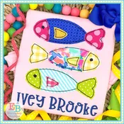3 Fish In A Row Bean Stitch Applique