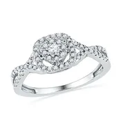 10k White Gold Bridal Twist Engagement Ring Square 1/3 CTTW