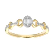 0.15Ct Fashion Cluster Ring For Women 10K Yellow Gold Baguette &amp; Round Cut