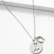 18K Gold Cowgirl Boot & Horseshoe Necklace ~ Gold