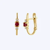 0.20ctw Round Ruby & 0.16ctw Diamond Accents Huggie Earrings - 14KYG (EST)