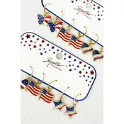 4TH OF JULY GOLD PATRIOTIC FLAG EARRING BUTTERFLY HEART ICE CREAM STAR SET OF 3