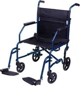 Carex Transport Chair, 19″, Steel Metallic Blue, Folding Lightweight