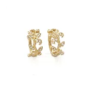 14K Gold Floral Hoop Earrings