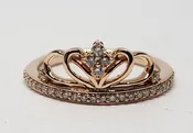 10k Rose Gold Crown Princess Queen King Tiara Diamond Cluster Ring Emmy London