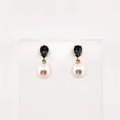 Blue Topaz and Pearl Earrings