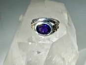 Amethyst & 18k Flower Sterling Ring