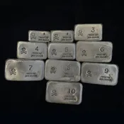 (55 oz) 1 oz-10 oz Silver Bar-Skull and Crossbones