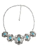 Austin Blaze Agatha Concho Statement Necklace in Silver & Turquoise