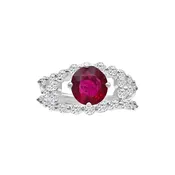 1.75 Carat Oval Cut Ruby And .75 Carat Diamond 18kt Ring