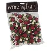108" Green, Red & White Assorted Wood Bead Garland