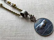 10 Antique Bronze Medal (Bull) on mixed antique, vintage and reclaimed chain mix
