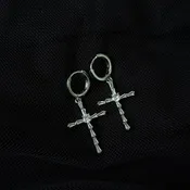 Frances CZ Cross Dangle Earrings