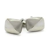 1/2 Brushed 1/2 Polished Soft Domed Rectangle Cufflinks / import