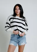 Coastal Breeze Striped Sweater - Black