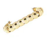 14 Karat Yellow Gold Dome Link Vintage Bracelet Hidden Clasp 7.5 Inches
