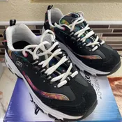 Skechers Women Shoes Sneakers Lace Up D'Lites Galaxy Fantasy Black 6.5