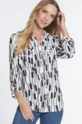 3/4 Sleeve Button Front Shirt – Women’s – Black Print