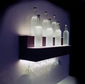 2 Tier LED Floating Shelf with Wine Glass Rack | RGB Wall Display for Home Bar or Commercial Use