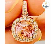14k Rose gold pendant with Padparadscha (Padperajah) Sapphire and Diamonds