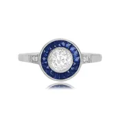 0.50ct Central Park Ring. Platinum Diamond and Sapphire Ring