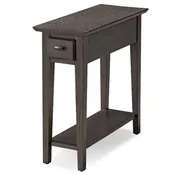 Brown / Grey / Beige Narrow Side End Table with Drawer and Shelf