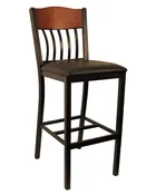 6181B Textured Black Metal Barstool with Vinyl Seat