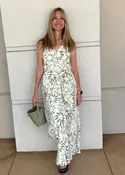 Abstract Floral Halter Tank Line Midi Dress