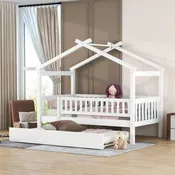 Hausbett für Kinder in Einzelbettgröße mit Ausziehbett