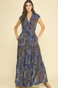 Abstract Print Tiered Maxi Dress