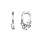 14KW Pearl and Diamond Drop Huggie Earring