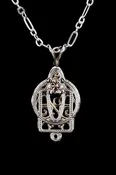 14k Solid White Gold and Fancy Diamond Pendant