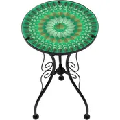 22" Leaf Design Glass & Metal Side Table